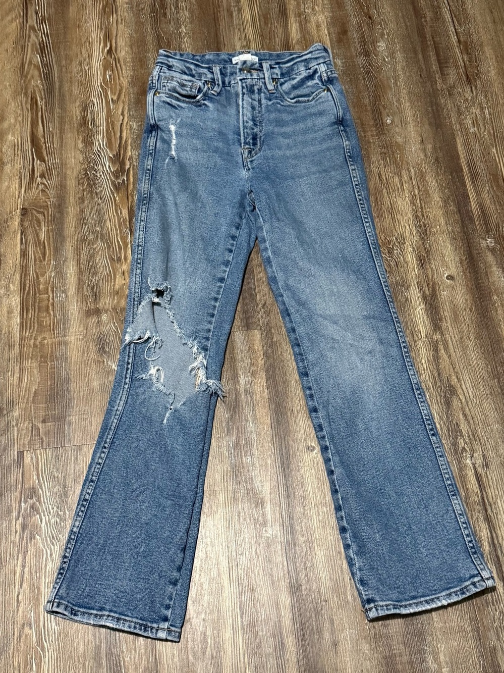 Good American Good Curve Jeans Women's 0/25 Distressed High Rise Denim